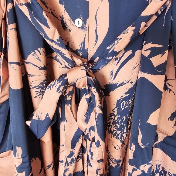 Pari Passu Tammy Reiss Floral Print Belted Shirt Dress Size D4/18 Office Siren - Picture 10 of 15
